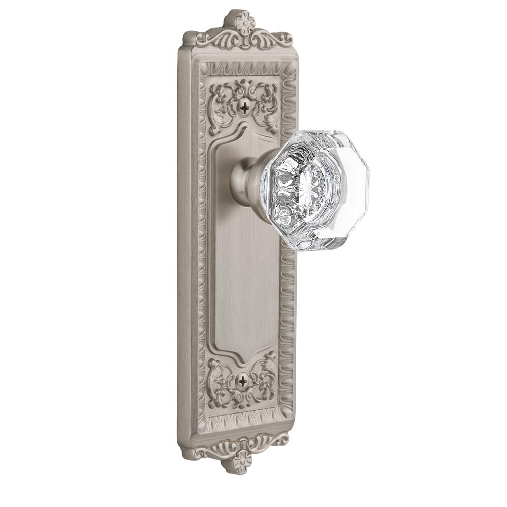 Grandeur by Nostalgic Warehouse WINCHM Privacy Knob - Windsor Plate with Chambord Crystal Knob in Satin Nickel